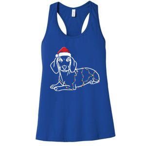 Dachshund Christmas Tree Lights Xmas Cute Dog Doxie Puppy Cool Gift Women's Racerback Tank