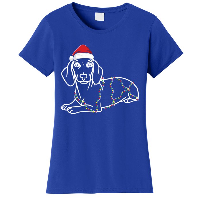 Dachshund Christmas Tree Lights Xmas Cute Dog Doxie Puppy Cool Gift Women's T-Shirt