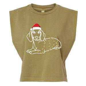 Dachshund Christmas Tree Lights Xmas Cute Dog Doxie Puppy Cool Gift Garment-Dyed Women's Muscle Tee