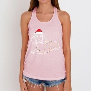 Dachshund Christmas Tree Lights Xmas Cute Dog Doxie Puppy Cool Gift Women's Knotted Racerback Tank