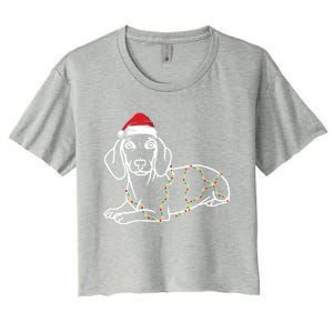 Dachshund Christmas Tree Lights Xmas Cute Dog Doxie Puppy Cool Gift Women's Crop Top Tee