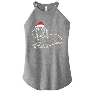 Dachshund Christmas Tree Lights Xmas Cute Dog Doxie Puppy Cool Gift Women's Perfect Tri Rocker Tank