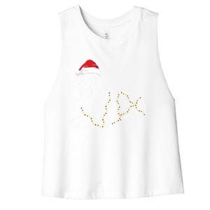 Dachshund Christmas Tree Lights Xmas Cute Dog Doxie Puppy Cool Gift Women's Racerback Cropped Tank