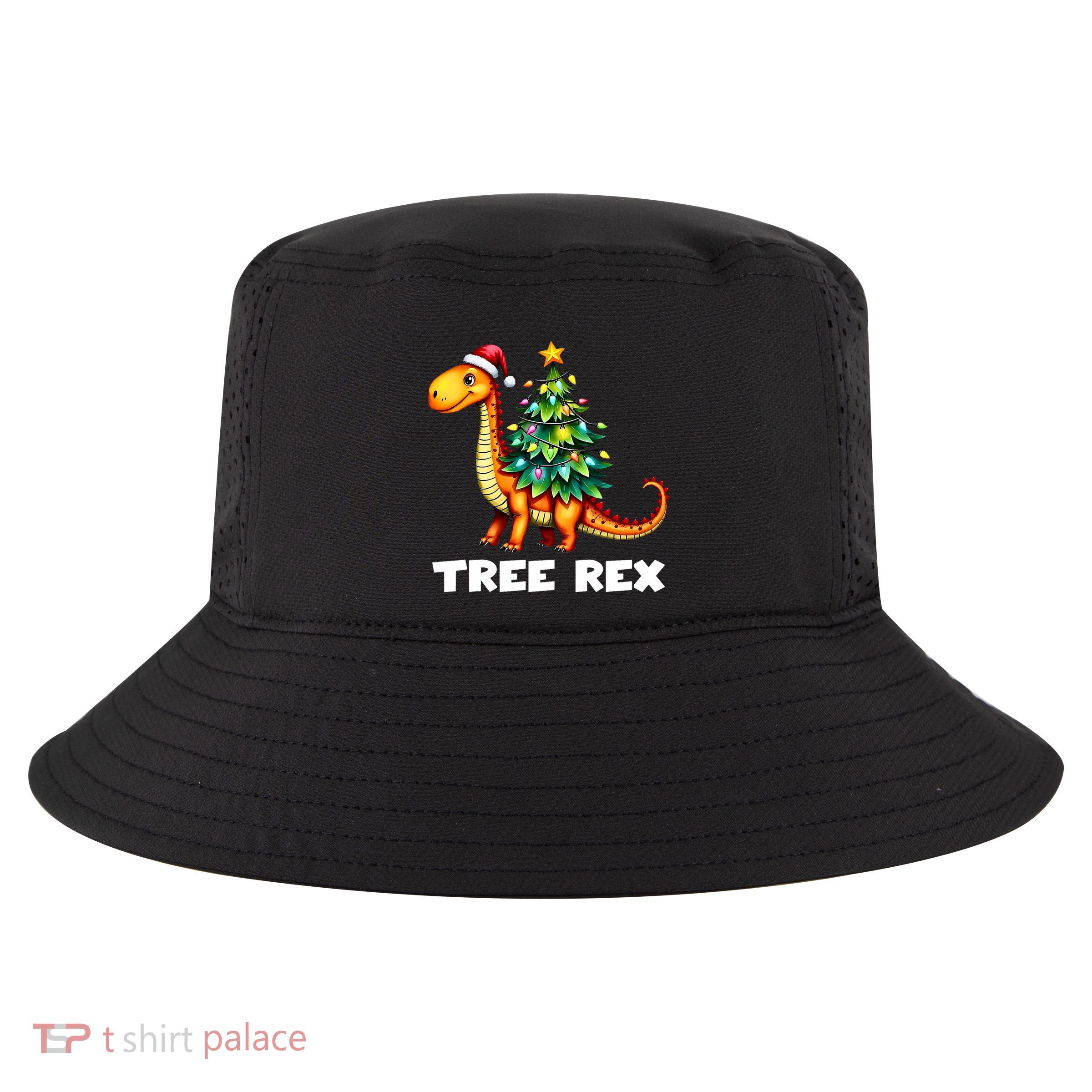 Dinosaur Christmas Tree Rex Pajamas Xmas Lights Cool Comfort Performance Bucket Hat