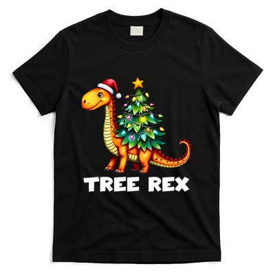 Dinosaur Christmas Tree Rex Pajamas Xmas Lights T-Shirt