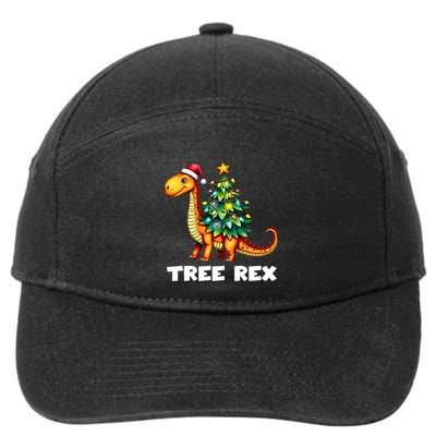Dinosaur Christmas Tree Rex Pajamas Xmas Lights 7-Panel Snapback Hat