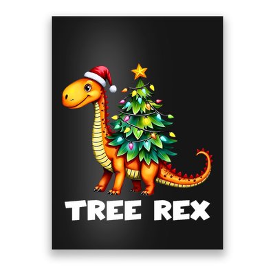 Dinosaur Christmas Tree Rex Pajamas Xmas Lights Poster