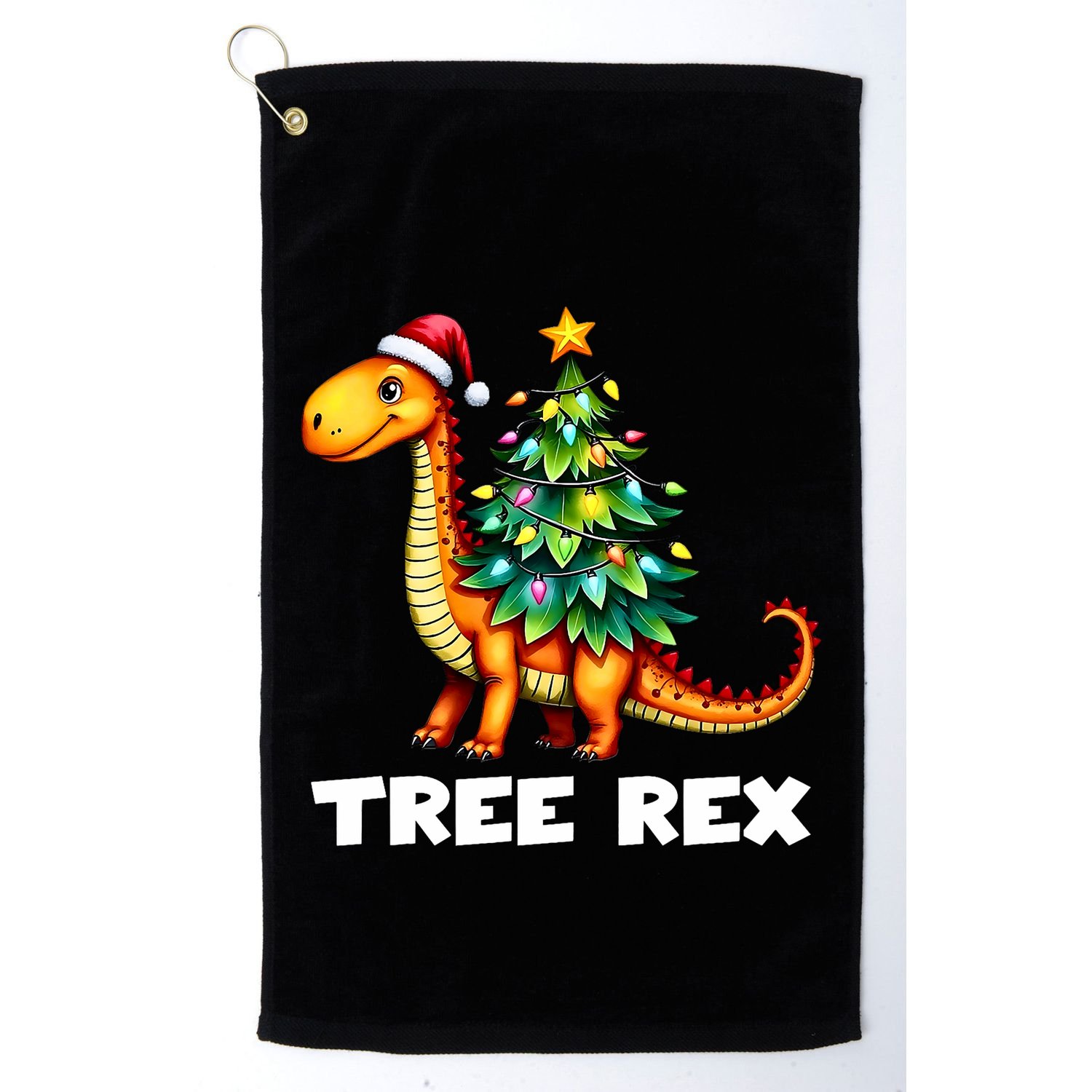 Dinosaur Christmas Tree Rex Pajamas Xmas Lights Golf Towel