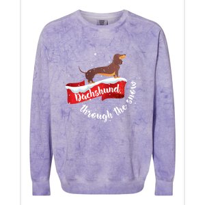 Dachshund Christmas Through The Snow Dog Lover Gift Funny Gift Colorblast Crewneck Sweatshirt