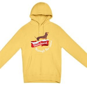 Dachshund Christmas Through The Snow Dog Lover Gift Funny Gift Premium Pullover Hoodie