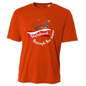 Dachshund Christmas Through The Snow Dog Lover Gift Funny Gift Cooling Performance Crew T-Shirt