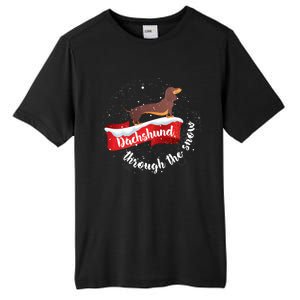 Dachshund Christmas Through The Snow Dog Lover Gift Funny Gift Tall Fusion ChromaSoft Performance T-Shirt