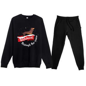 Dachshund Christmas Through The Snow Dog Lover Gift Funny Gift Premium Crewneck Sweatsuit Set