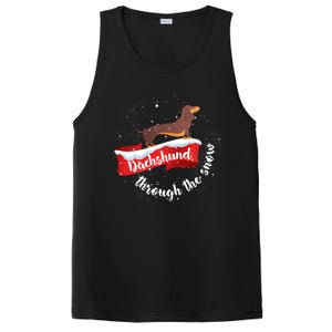 Dachshund Christmas Through The Snow Dog Lover Gift Funny Gift PosiCharge Competitor Tank