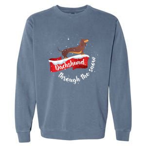 Dachshund Christmas Through The Snow Dog Lover Gift Funny Gift Garment-Dyed Sweatshirt