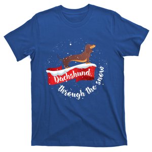 Dachshund Christmas Through The Snow Dog Lover Gift Funny Gift T-Shirt