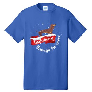 Dachshund Christmas Through The Snow Dog Lover Gift Funny Gift Tall T-Shirt