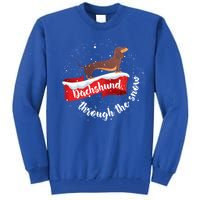 Dachshund Christmas Through The Snow Dog Lover Gift Funny Gift Tall Sweatshirt