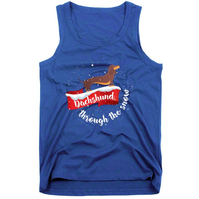 Dachshund Christmas Through The Snow Dog Lover Gift Funny Gift Tank Top