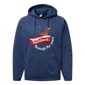 Dachshund Christmas Through The Snow Dog Lover Gift Funny Gift Performance Fleece Hoodie