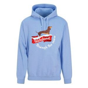 Dachshund Christmas Through The Snow Dog Lover Gift Funny Gift Unisex Surf Hoodie