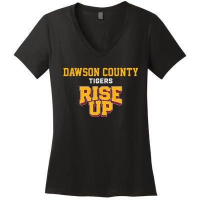 Dawson County Tigers Rise Up Hs Women's V-Neck T-Shirt