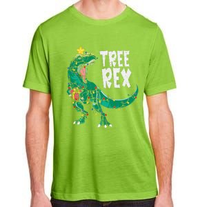 Dinosaur Christmas Tree Rex Pajamas Xmas Lights  Adult ChromaSoft Performance T-Shirt