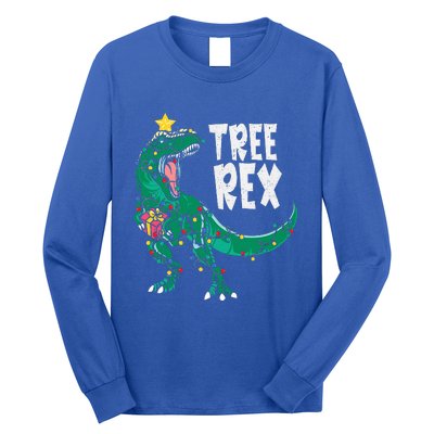 Dinosaur Christmas Tree Rex Pajamas Xmas Lights  Long Sleeve Shirt