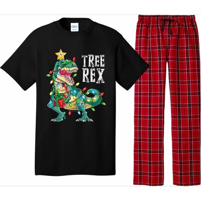 Dinosaur Christmas Tree Rex Pajamas Xmas Lights Pajama Set