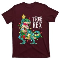 Dinosaur Christmas Tree Rex Pajamas Xmas Lights T-Shirt