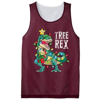 Dinosaur Christmas Tree Rex Pajamas Xmas Lights Mesh Reversible Basketball Jersey Tank