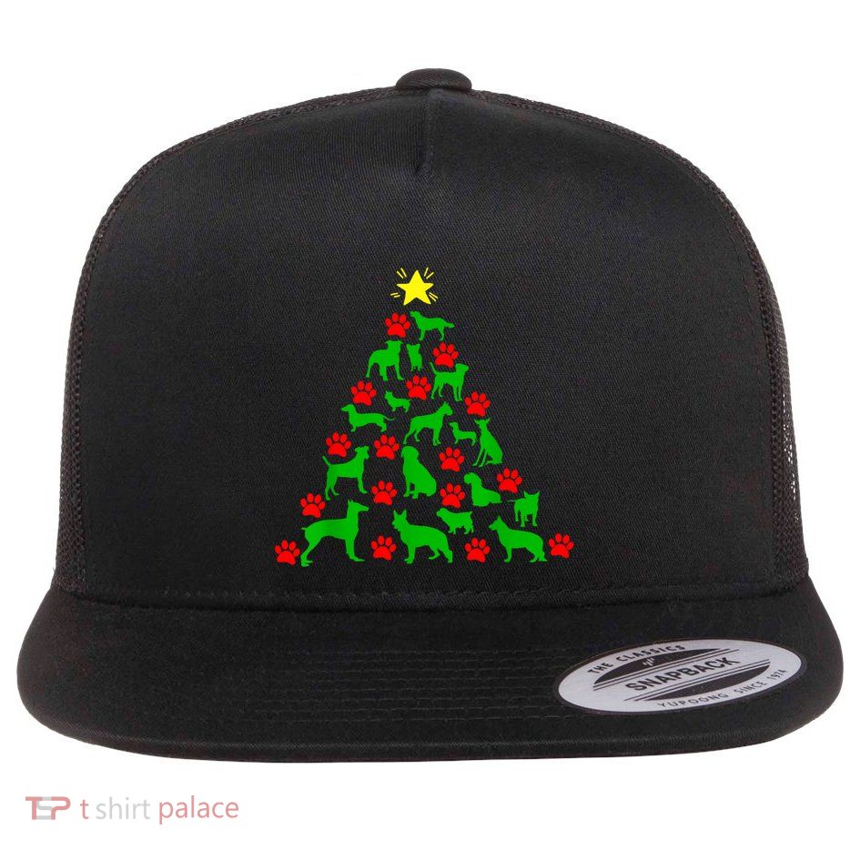Dog Christmas Tree Dog Christmas Flatbill Hat