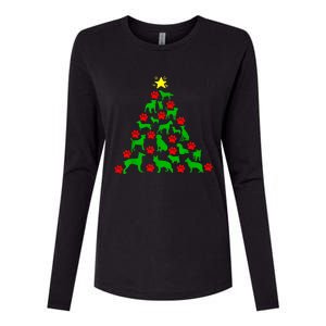 Dog Christmas Tree Dog Christmas Womens Cotton Relaxed Long Sleeve T-Shirt