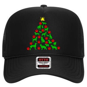 Dog Christmas Tree Dog Christmas High Crown Mesh Back Trucker Hat