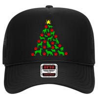 Dog Christmas Tree Dog Christmas High Crown Mesh Back Trucker Hat