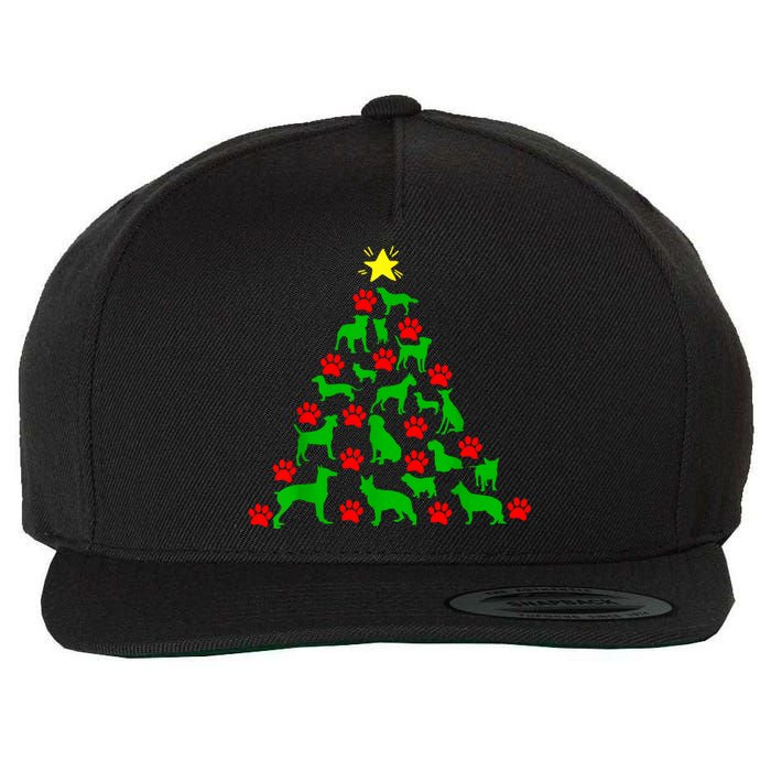 Dog Christmas Tree Dog Christmas Wool Snapback Cap