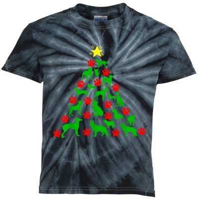 Dog Christmas Tree Dog Christmas Kids Tie-Dye T-Shirt