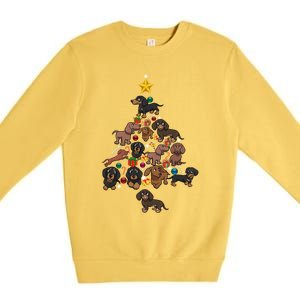 Dachshund Christmas Tree Gift Funny Xmas Dachshund Gift Premium Crewneck Sweatshirt