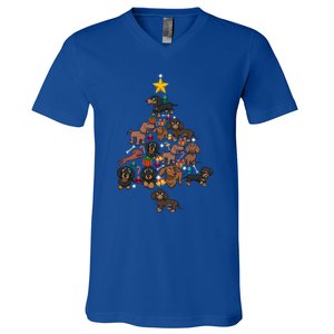 Dachshund Christmas Tree Gift Funny Xmas Dachshund Gift V-Neck T-Shirt