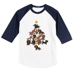 Dachshund Christmas Tree Gift Funny Xmas Dachshund Gift Baseball Sleeve Shirt