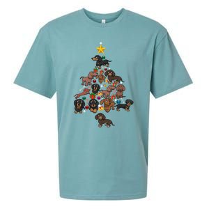 Dachshund Christmas Tree Gift Funny Xmas Dachshund Gift Sueded Cloud Jersey T-Shirt