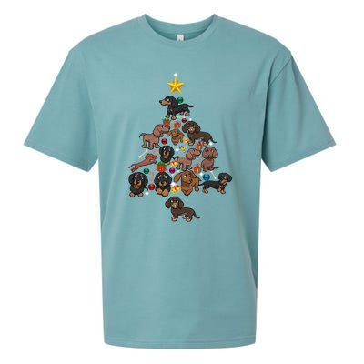 Dachshund Christmas Tree Gift Funny Xmas Dachshund Gift Sueded Cloud Jersey T-Shirt