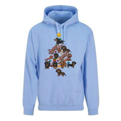 Dachshund Christmas Tree Gift Funny Xmas Dachshund Gift Unisex Surf Hoodie