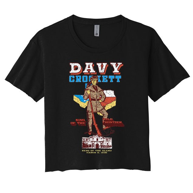 Davy Crockett Texas Alamo Cowboy Vintage Souvenir Crop Top