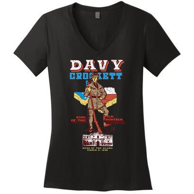 Davy Crockett Texas Alamo Cowboy Vintage Souvenir Women's V-Neck T-Shirt