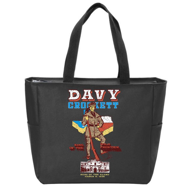 Davy Crockett Texas Alamo Cowboy Vintage Souvenir Zip Tote Bag