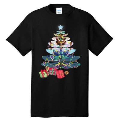 Dragonfly Christmas Tree Vintage Insects Lovers Xmas Lights Tall T-Shirt