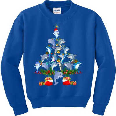 Dolphin Christmas Tree Xmas Lights Great Gift Dolphin Lover Gift Kids Sweatshirt