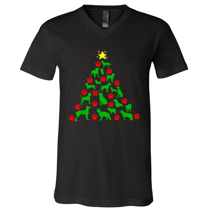 Dog Christmas Tree Dog Christmas V-Neck T-Shirt