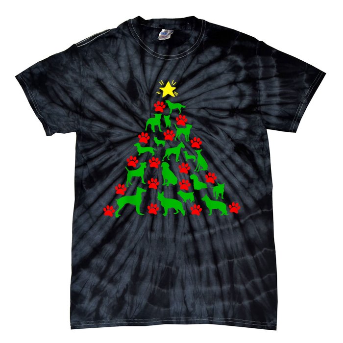 Dog Christmas Tree Dog Christmas Tie-Dye T-Shirt